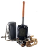 WWII GERMAN HARNESS SHOVEL & GAS MASK CANISTER