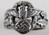 GERMAN WWII THIRD REICH SS POLICE SILVER RING