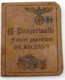 WWII GERMAN THIRD REICH SS TANKER AUSWEIS ID BOOK
