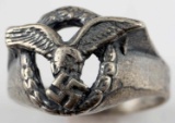 WWII GERMAN 3RD REICH LUFTWAFFE PILOT SILVER RING