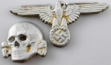 GERMAN THIRD REICH SS OFFICER VISOR CAP BADGE SET