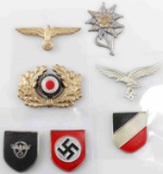 WWII GERMAN THIRD REICH CAP BADGE LOT OF SEVEN
