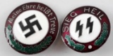 WWII GERMAN SS & NSDAP PARTY BADGE LOT OF 2