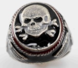 WWII GERMAN THIRD REICH SS TOTENKOPF SILVER RING