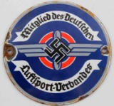 WWII GERMAN THIRD REICH NSFK ENAMELED STREET SIGN