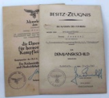WWII GERMAN THIRD REICH AWARD CITATION LOT OF 2