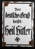 WWII GERMAN THIRD REICH PROPAGANDA ENAMEL SIGN