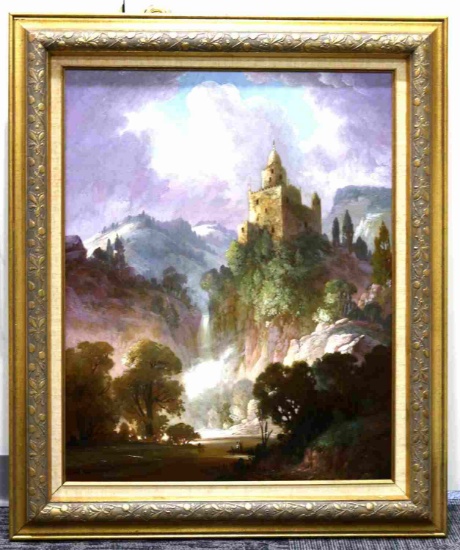 M CHARLES RHINEHART LANDSCAPE WATERFALL PAINTING