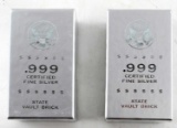 .999 FINE SILVER STATE VAULT BRICK LOT OF 10 OZT