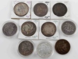 MIXED DATE MORGAN SILVER DOLLAR COIN LOT OF 10