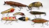 ANTIQUE FISHING LURE LOT 8 CHUB HEDDON EARLY TYPES