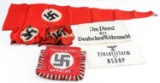 WWII GERMAN 3RD REICH ARMBAND & PENNANT LOT OF 6