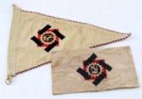 WWII GERMAN 3RD REICH TENO PENNANT & ARMBAND LOT