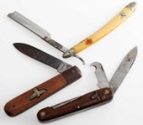 3 WWII GERMAN POCKET KNIFE LOT NSDAP LUFTWAFFE