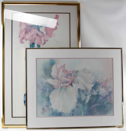 LOT OF 2 FLOWER PRINTS BONNE & OTHER SIGNED