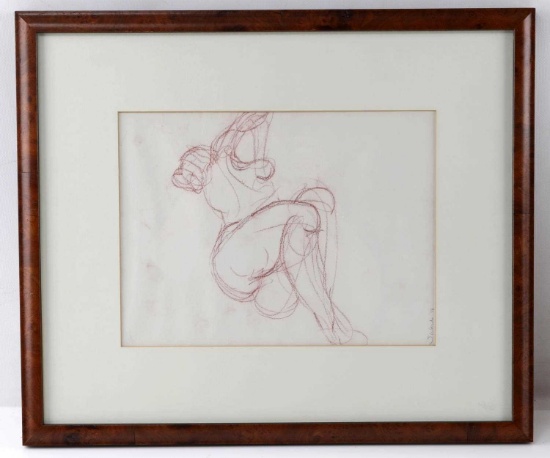 FRAMED & SIGNED STUDY SKETCH OF NUDE FEMALE