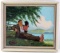 FRAMED FOLK ART PRIMITIVE STYLE LANDSCAPE PORTRAIT