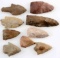 NATIVE AMERICAN GROUND FIND LOT OF 9 ARROWHEADS