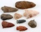 NATIVE AMERICAN GROUND FIND LOT OF 9 ARROWHEADS