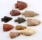 NATIVE AMERICAN GROUND FIND LOT OF 10 ARROWHEADS