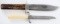 LOT OF 2 VINTAGE SMALL BOWIE KNIFE STAG BONE