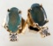 EMERALD & DIAMOND 14K GOLD PAIR EARRINGS