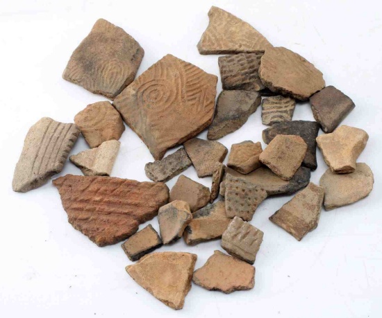 NATIVE AMERICAN POTTERY SHARD LOT PIECES FLORIDA