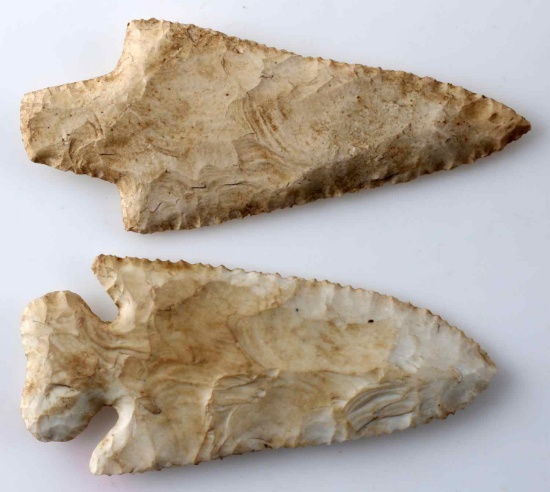 LOT OF TWO EARLY ARCHAIC STYLE POINTS ARROWHEADS