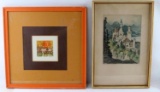 TWO FRAMED COLORED LANDSCAPE LITHOGRAPHS
