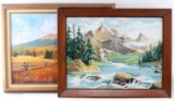 TWO VINTAGE MOUNTAIN LANDSCAPES OIL ON CANVAS
