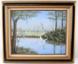 SIGNED HIGHWAYMAN STYLE LANDSCAPE W TREES & BIRD