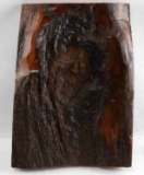 INTERESTING SIGNED WOOD CARVING OF A MANS FACE