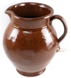 NICE LARGE BROWN GLAZED POTTERY PITCHER