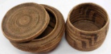 2 NATIVE AMERICAN INDIAN TRIPLE COIL WOVEN BASKETS