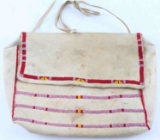 NATIVE AMERICAN LEATHER SEED BEADED DOCUMENT BAG