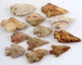 LOT OF 12 ARROWHEADS SURFACE FINDS CHIPOLA RIVER