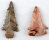 LOT OF 2 EARLY ARCHAIC ARROWHEADS DAMRON PALMER