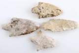 LOT OF 4 ARCHAIC ARROWHEAD POINTS STEMMED