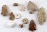 COLLECTION OF FLORIDA FOUND ARROWHEADS  BEADS