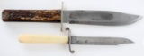 LOT OF 2 VINTAGE SMALL BOWIE KNIFE STAG BONE