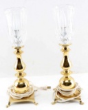 PAIR OF WATERFORD CRYSTAL LAMPS W GOLD TONE BASE