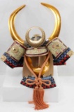 SMALL SAMURAI HAT MASK WITH STAND METAL CLOTH