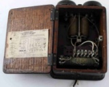C.B. TELEPHONE DESK SET WOOD BOX TELEPHONE RINGER