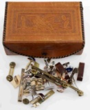 LOT OF CUFF LINKS & TIE PINS IN BROWN CASE
