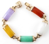 14 KT GOLD JADE JADEITE CABOCHON STONE BRACELET
