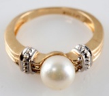 14K YELLOW & WHITE GOLD IPS PEARL WOMENS RING