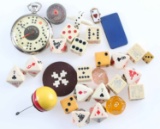 21 VINTAGE DICE AND RARE SPUTNIK  WATCH DICE GAME