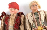 TWO ANTIQUE GREEK DOLLS IN TRADITIONAL DRESS