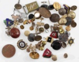 WWII US MILITARY PIN CUFFLINK BUTTON LOT W SILVER