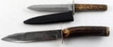 TWO ANTIQUE STAG HANDLE SHEFFIELD KNIVES